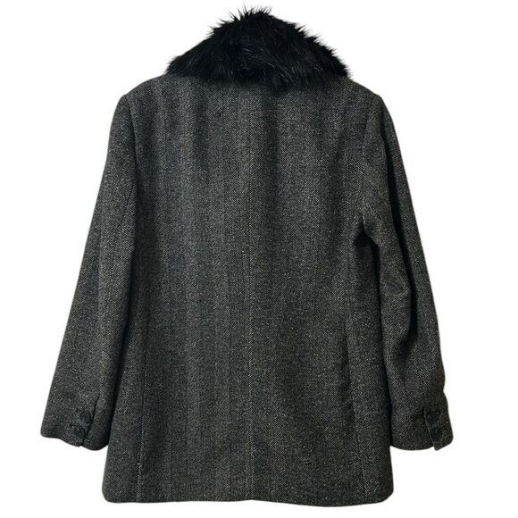 Zara Black/Gray Removable Faux Fur Collar Blazer/Jacket(Size Medium) - Picture 3 of 13